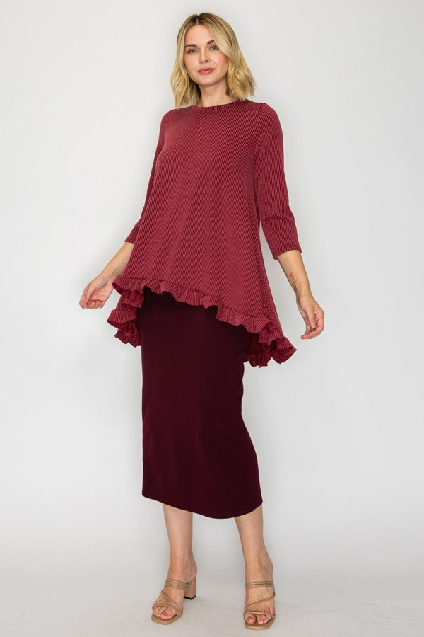 Soft Stripe Flounce Top