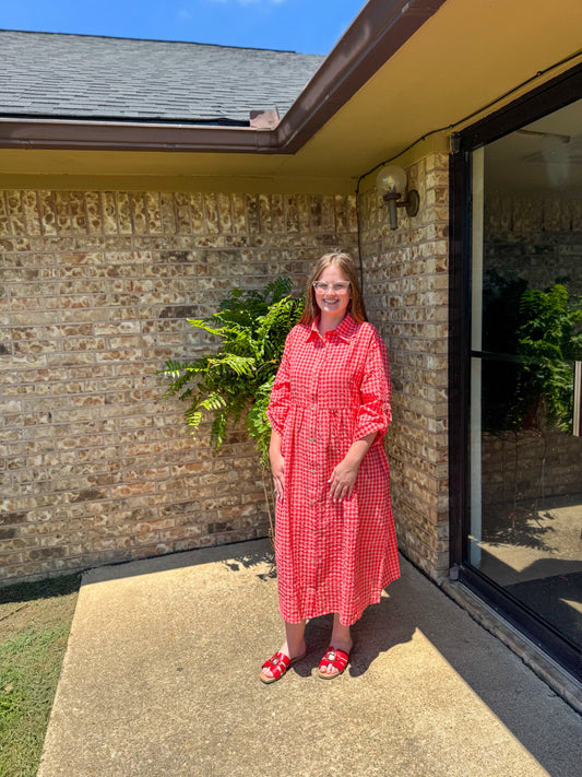 Cherry Picnic Midi Dress