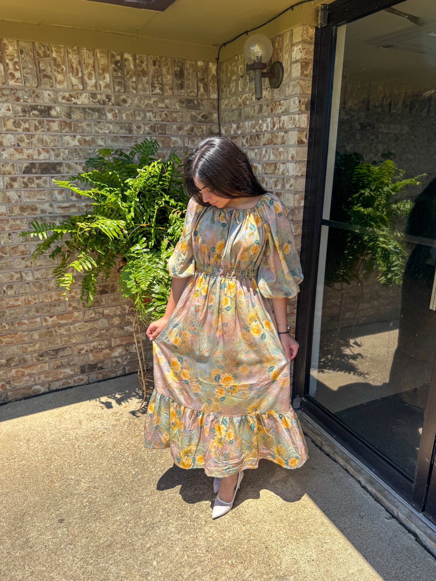 Golden Meadow Midi Dress