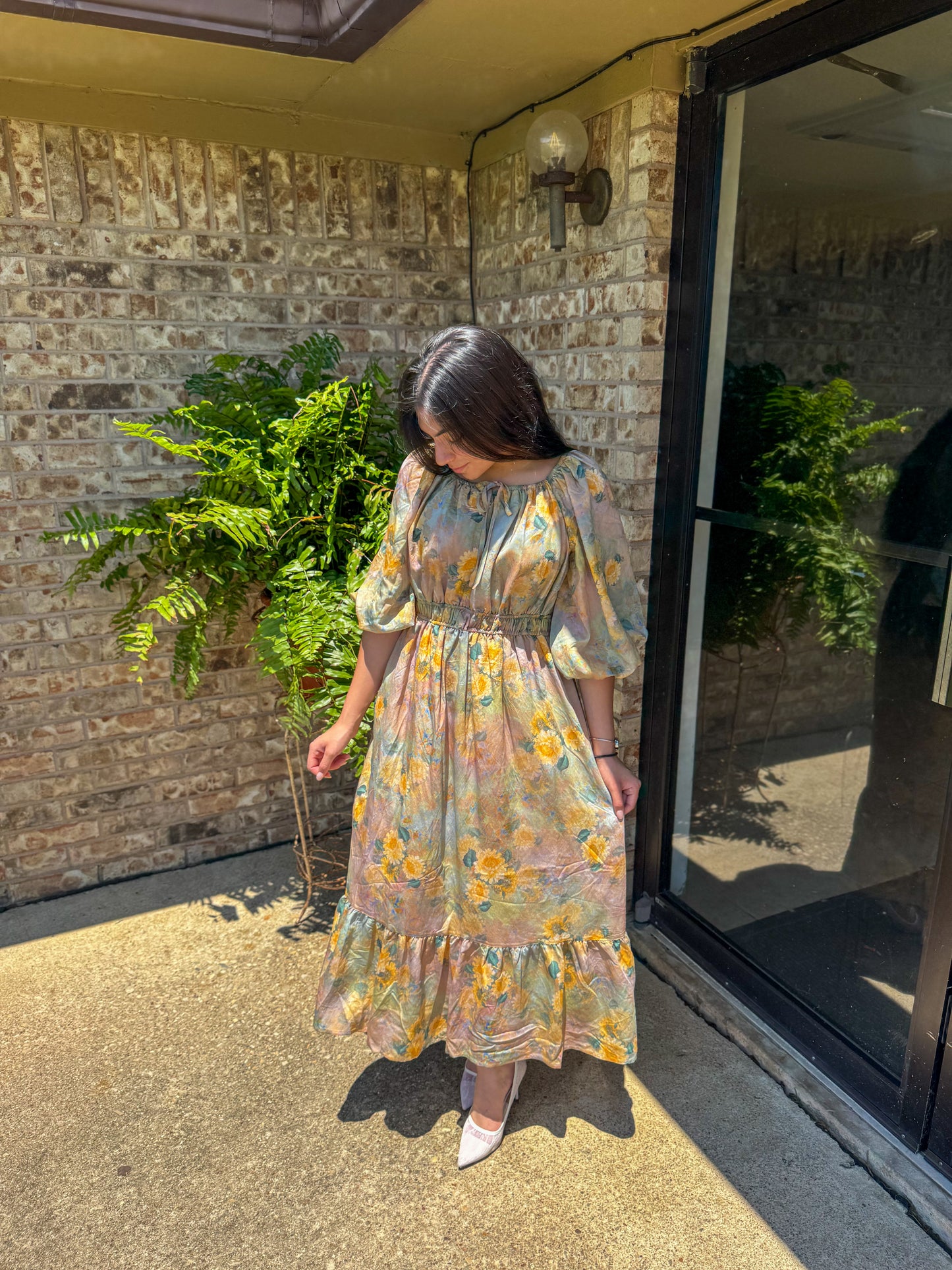 Golden Meadow Midi Dress