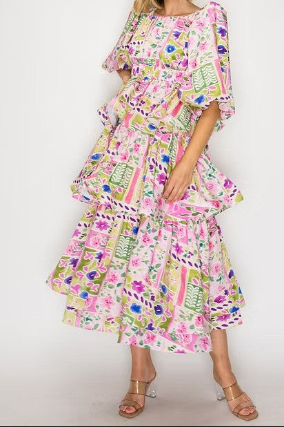 Lila Tiered Midi Dress