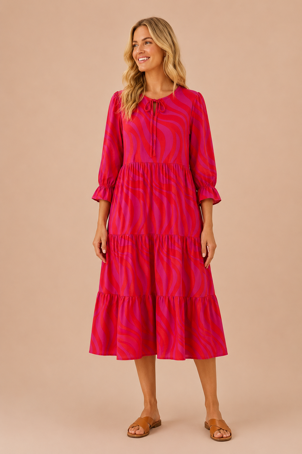 Ruby Waves Midi Dress