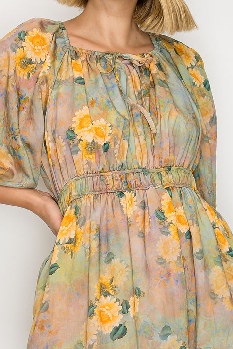 Golden Meadow Midi Dress