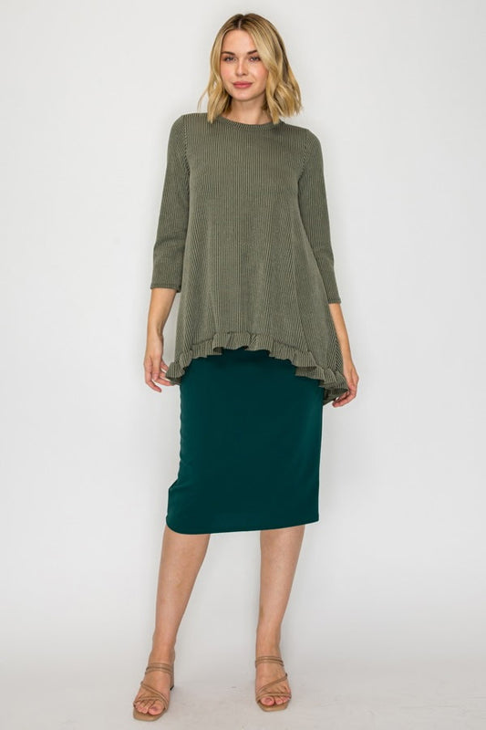 Soft Stripe Flounce Top