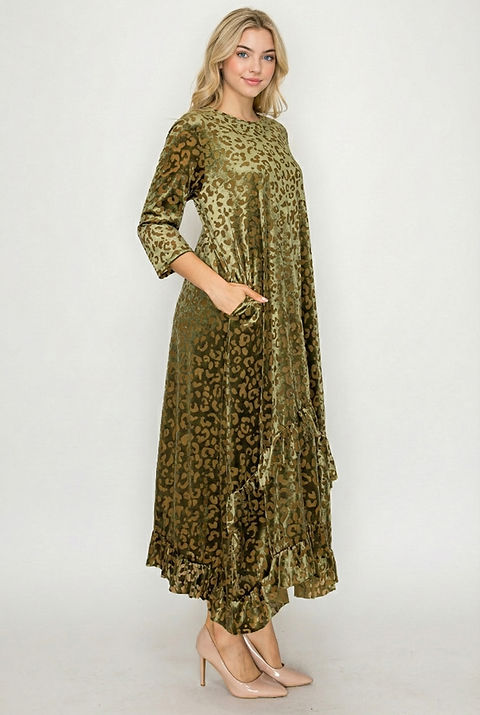 Graceful Flow Velvet Midi Dress