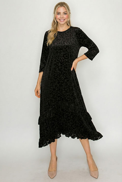 Graceful Flow Velvet Midi Dress