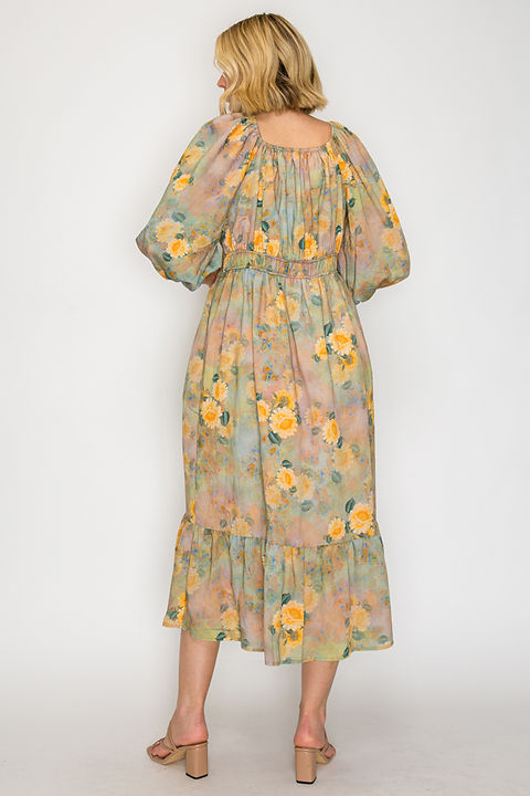 Golden Meadow Midi Dress