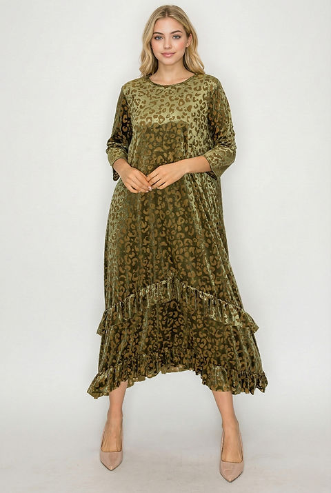 Graceful Flow Velvet Midi Dress