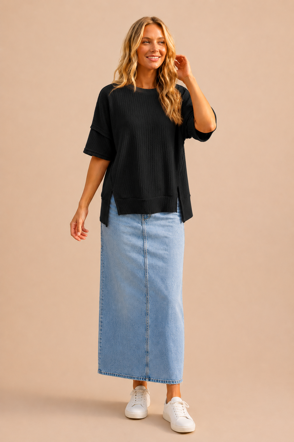 Midnight Muse Ribbed Top